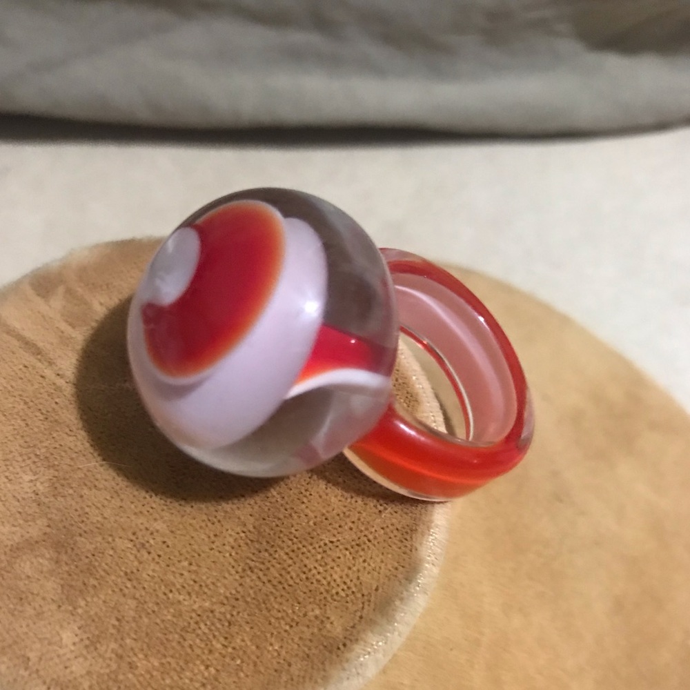 Vintage Hand Blown Glass Retro Abstract Ring